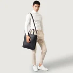 The Poet Black Leather Tote Bag - Image 2