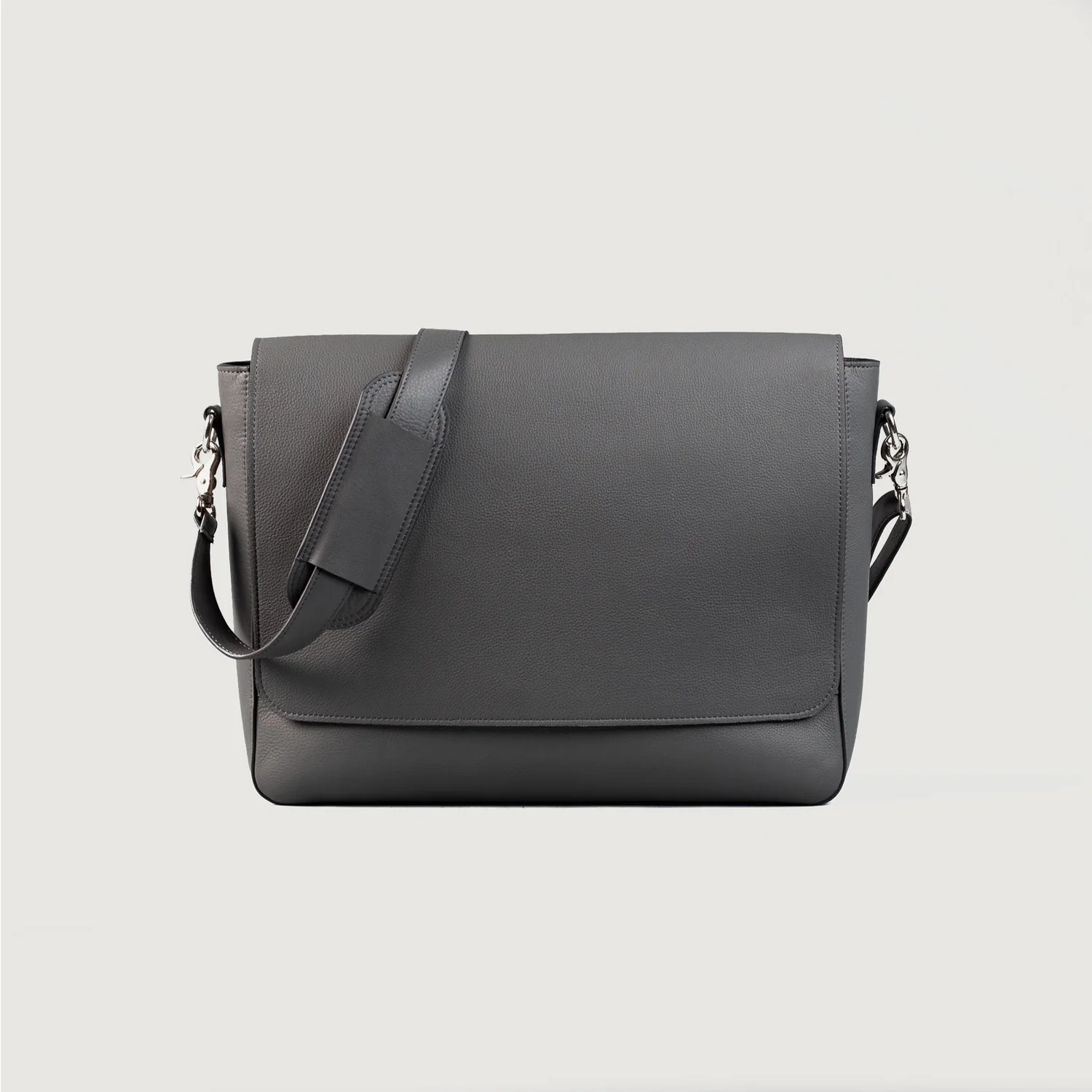 02-_The_Carismatico_Grey_Leather_Messenger_Bag_front-3-1666108805544 The Carismatico Grey Leather Messenger Bag - Image 1