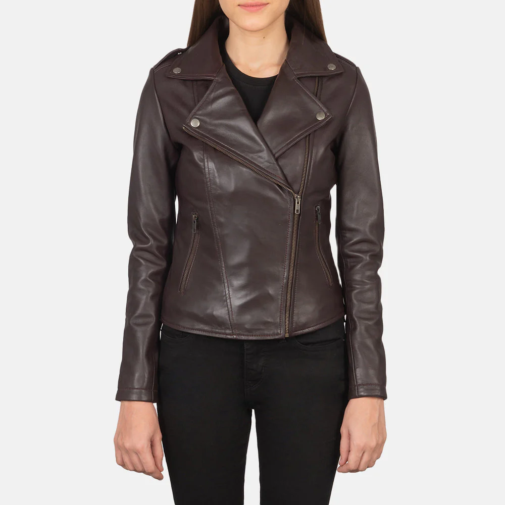 Flashback_Maroon_Leather_Biker_Jacket_For_Women_-_Maroon_Double_Rider_Jacket_3_eaaf0638-397b-4f1b-8c2b-aa07a14b2423 Flashback Maroon Leather Biker Jacket - Image 1