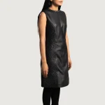 Luxe Black Leather Dress - Image 3