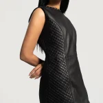 Luxe Black Leather Dress - Image 4