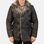 Furlong Black Leather Coat - Image 4