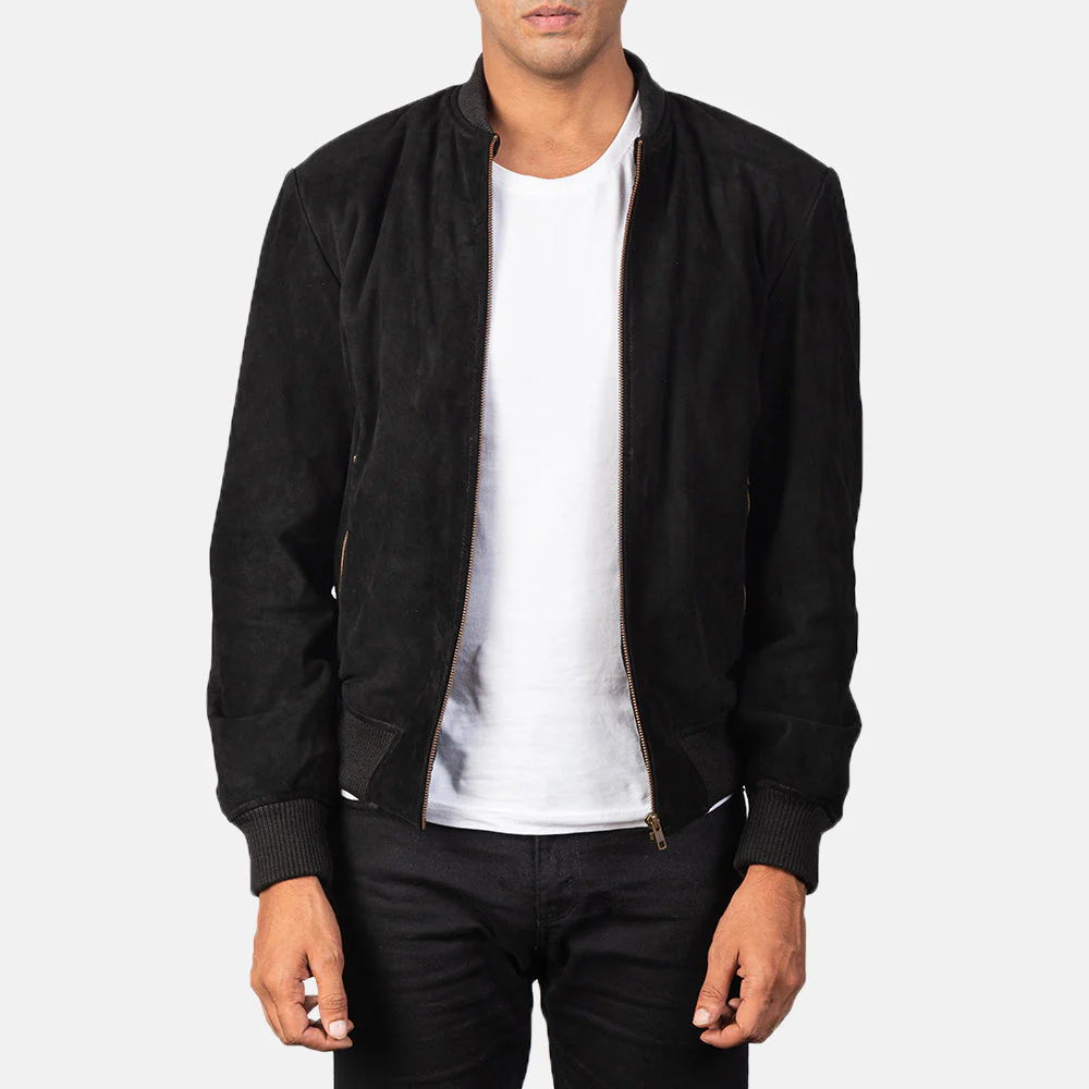 Men_s_Shane_Black_Suede_Bomber_Jacket6465_cd2389b2-d86d-42a3-a0aa-7406a4fb78b2 Shane Black Suede Bomber Jacket - Image 1