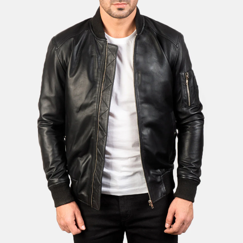 Men_s_Sven_Black_Leather_Bomber_Jacket-3_2a1a52a1-f421-4940-8b48-6cc2972207d4 Bomia Ma-1 Black Leather Bomber Jacket - Image 1