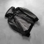Nintenzo Black Hooded Leather Bomber Jacket - Image 7