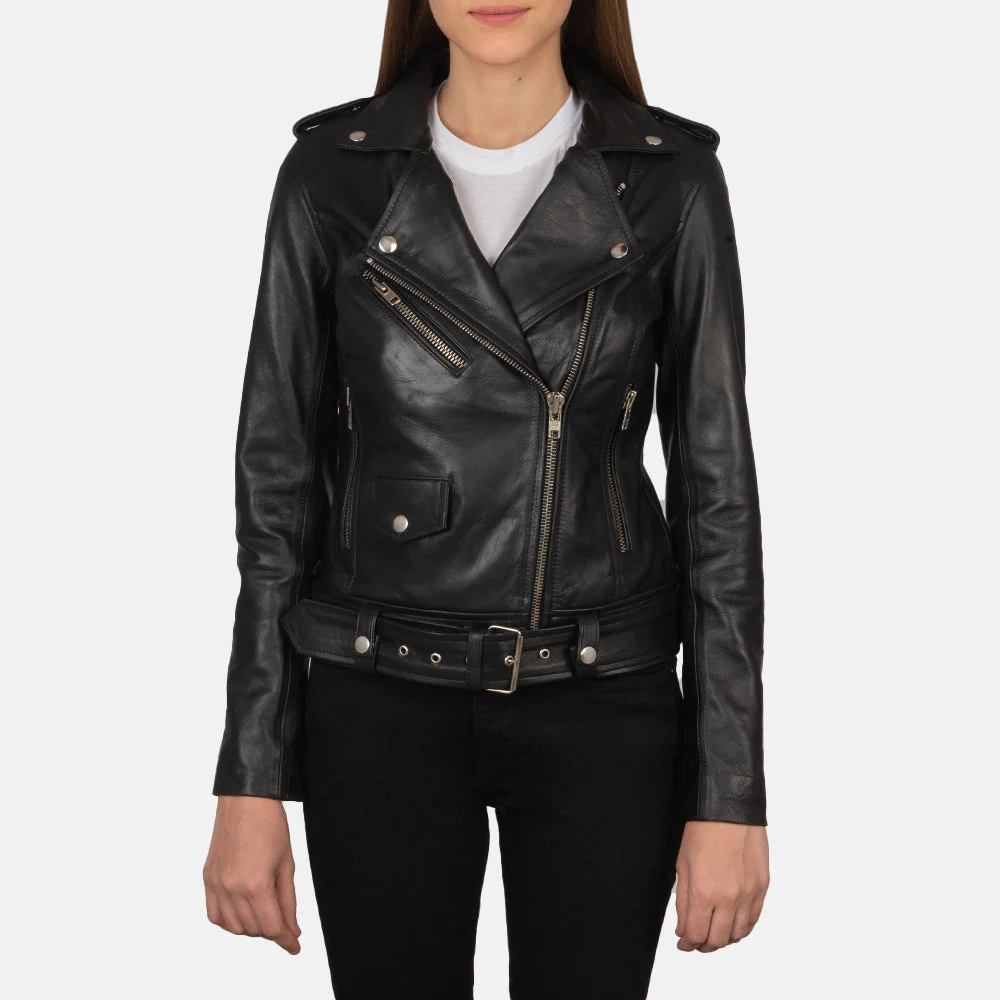 Women_s_Alison_Black_Leather_Biker_Jacket_Close_Front_0a791339-118e-498d-b029-4e19746429e7 Alison Black Leather Biker Jacket - Image 1
