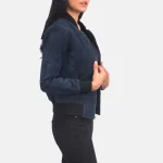 Ava Ma-1 Blue Suede Bomber Jacket - Image 2