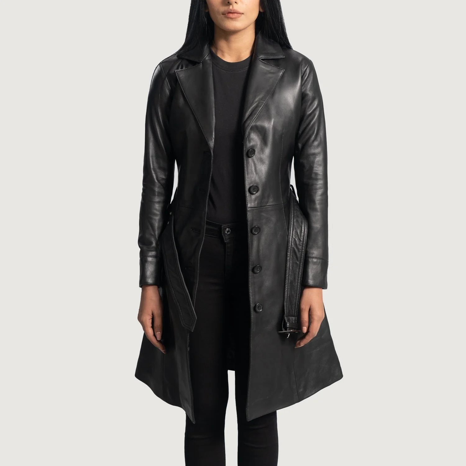 Women_s_Moonlight_Black_Leather_Trench_Coat_Open_Front-4_b5138afb-5f31-4ed8-8d44-cea1a782ca81 Moonlight Black Leather Trench Coat - Image 1