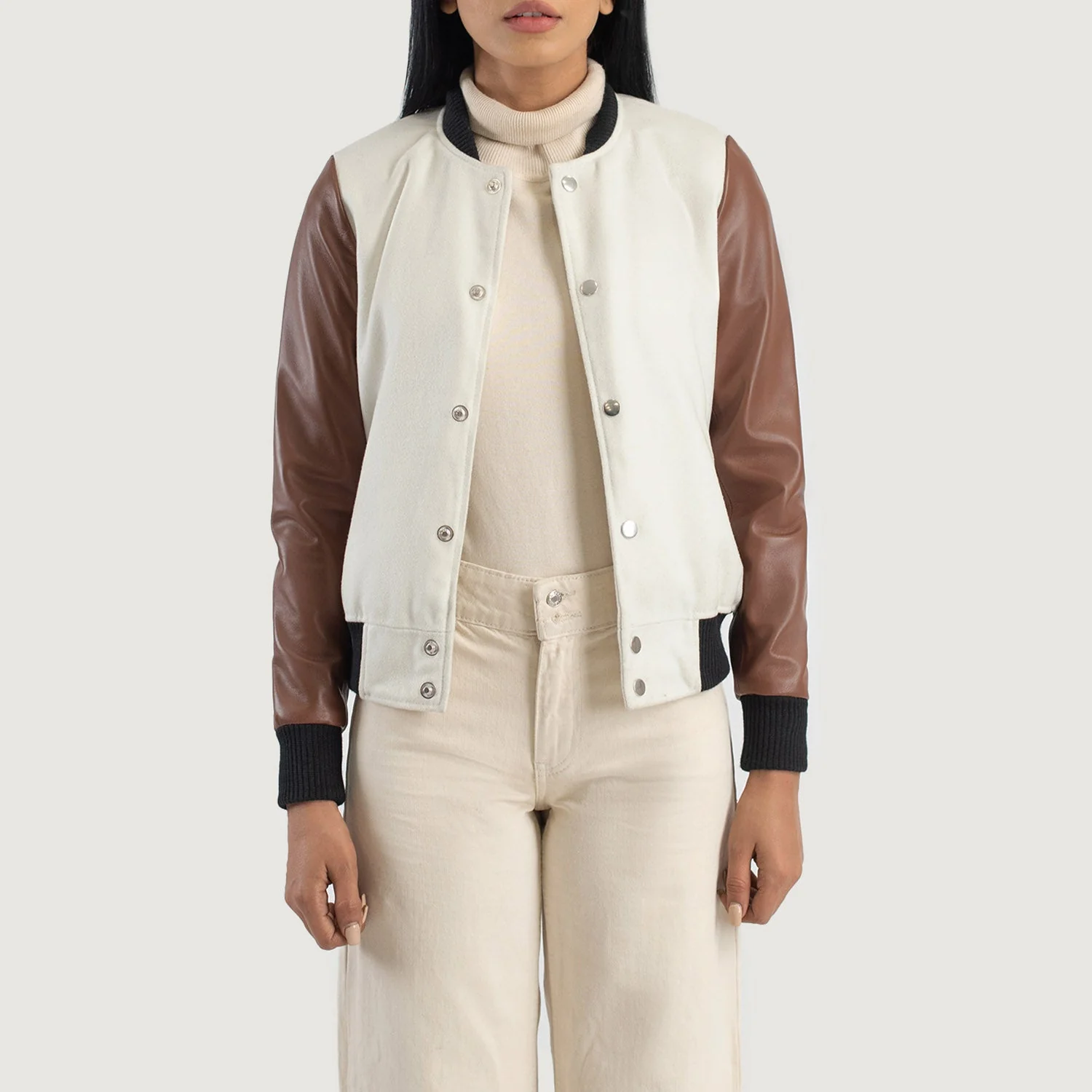 Women_s_Savant_Brown_Hybrid_Varsity_Jacket_Open_Front-4_32ec5f69-9dfa-4088-be25-179b2f6f684c Savant White & Brown Hybrid Varsity Jacket - Image 1