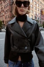 Short Trench Leather Coat - Image 2