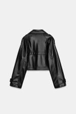 Short Trench Leather Coat - Image 5