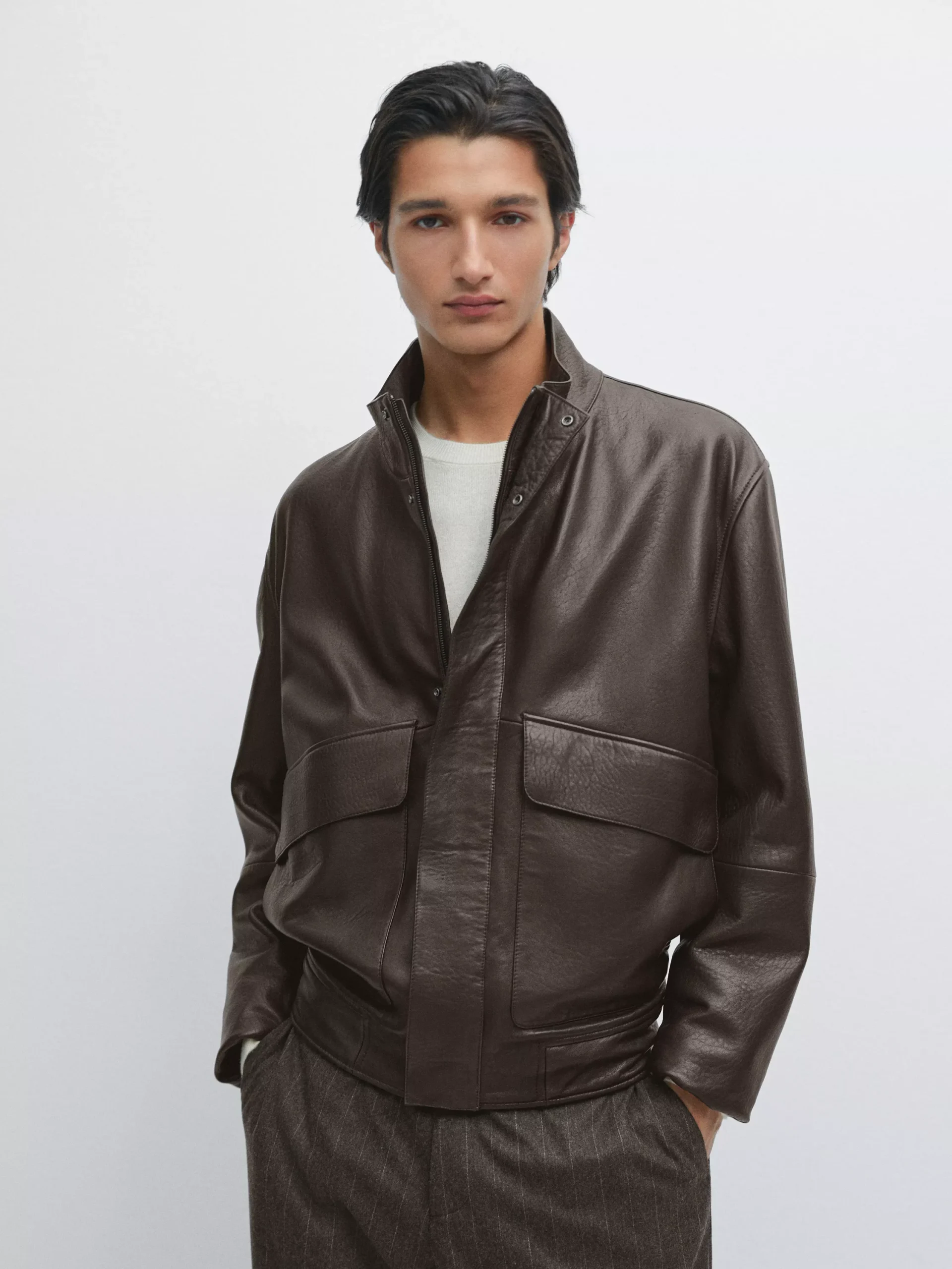 03309459700-o7 Nappa Leather Jacket With Pockets - Image 1