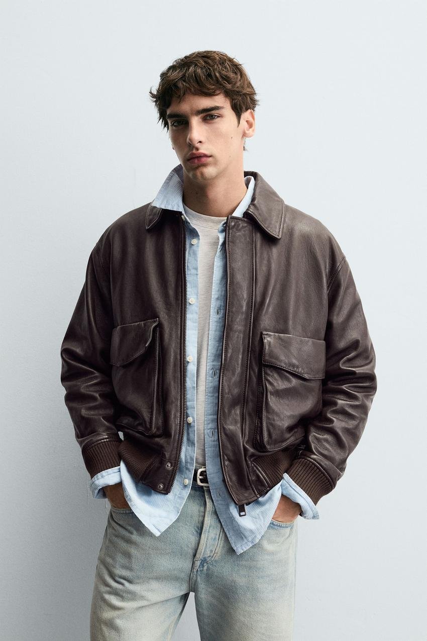 05388205700-a1 Leather Pocket Jacket - Image 1