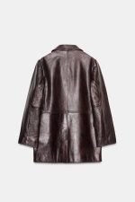 Leather TopStitched Coat - Image 7
