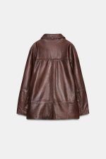 Washed Effect Leather Jacket - Image 6