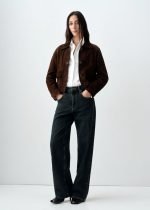 Suede Leather Jacket in Brown