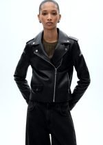 Biker Leather Jacket In Black - Image 3