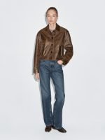 Distressed Effect Napa Leather Cropped Jacket - Image 2