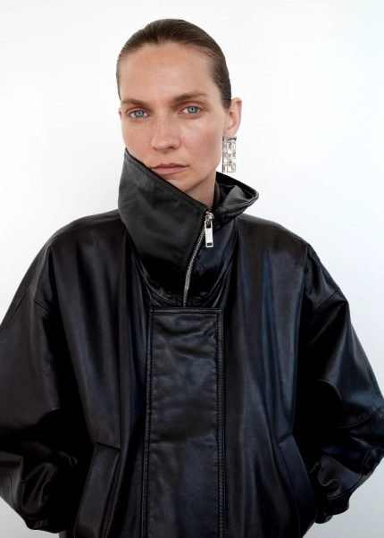 Oversized Leather Bomber jacket