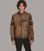 Distressed Leather Biker Jacket