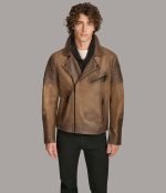 Distressed Leather Biker Jacket - Image 2