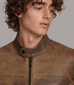 Distressed Leather Biker Jacket - Image 4