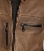 Distressed Leather Biker Jacket - Image 9